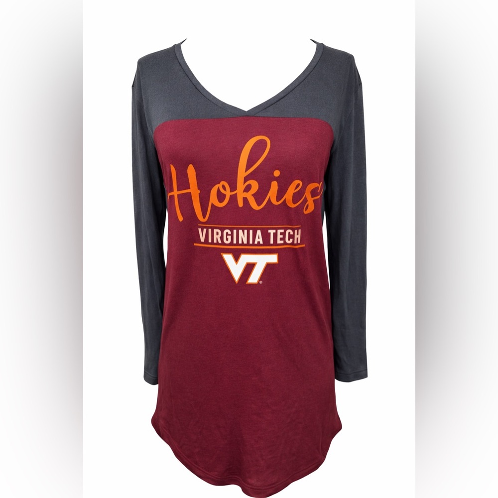 Virginia Tech Hokies Long Sleeve Tee VT Football Game Day Sporty Shirt Women S